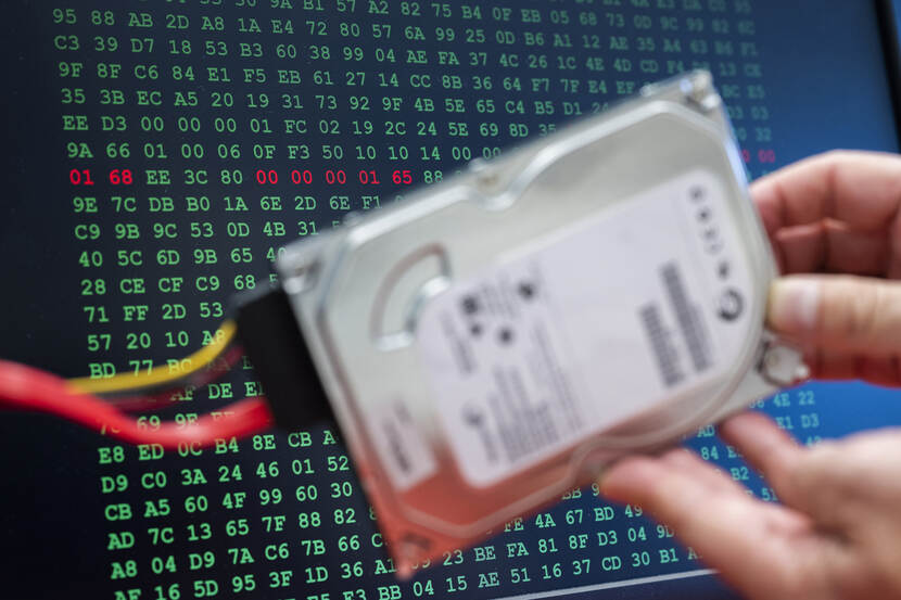 Harde schijf voor een computerscherm met data