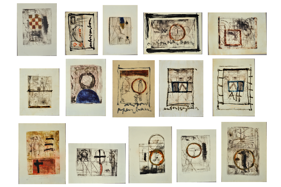 Verkleinde weergave van diverse etsen uit de betwiste collectie.