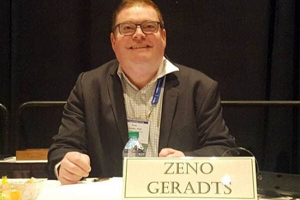 Forensisch wetenschapper Zeno Geradts op een event