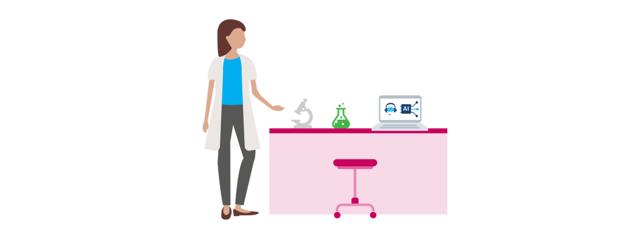 Illustratie AI assistent op laboratorium